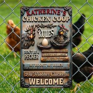 Fun Chicken Coop Rules - Metal Sign Personalized Gifts For Chicken Lovers 05QHQN100725 - Metal Signs - GoDuckee