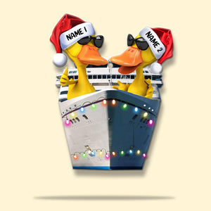 Cruising Couple Ducks - Personalized Christmas Ornament - Gifts for Cruising Lovers, Couple - Ornament - GoDuckee
