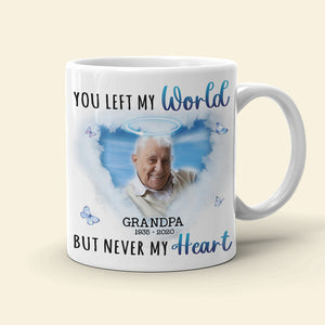 You Left My World But Never My Heart, Custom Photo Coffee Mug, Heaven Gift, Memorial Gifts - Coffee Mug - GoDuckee