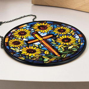 Personalized Gifts For Christian Stained Glass Christ Sunflower 01HUDT050325 - Ornament - GoDuckee