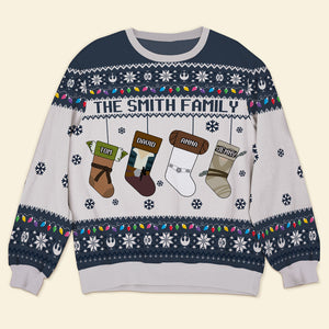 Personalized Gifts For Family Ugly Sweater, Galaxy Family Socks Stocking 03qhtn231024-Homacus