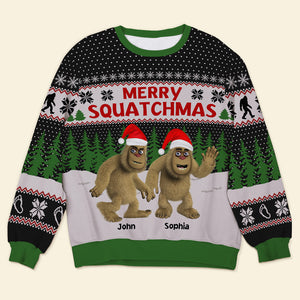 Merry Squatchmas, Personalized Bigfoot Family 01QHTN221123 Knitted Ugly Sweater - AOP Products - GoDuckee