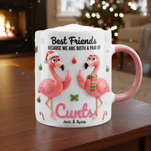 Flamingo Besties Accent Mug - Personalized Gifts For Besties 05NALU151125 - Coffee Mug - GoDuckee