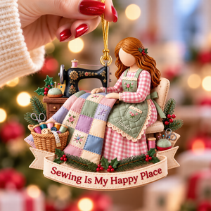 Sewing Girl Acrylic Ornament - Personalized Christmas Gifts For Sewing Lovers 02pgqn241026 - Ornament - GoDuckee