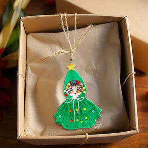 Custom Face Photo Gift For Cat Lovers, Christmas Acrylic Ornament 04HUMH071024 - Ornament - GoDuckee