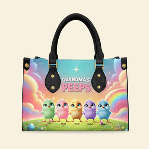 Personalized Gifts For Grandma Leather Bag, Easter Day Chick Peeps 012TGMH180325 - Leather Bag - GoDuckee