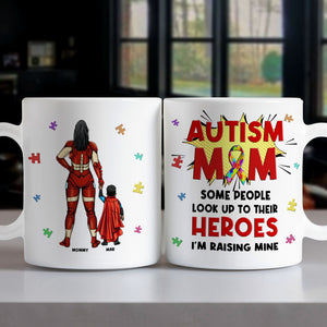 Personalized Gifts For Autism Mom Coffee Mug Mother's Day Super Mom And Kids 041TOMH240225PA - Coffee Mug - GoDuckee