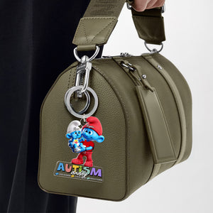 Personalized Gifts For Autism Dad Keychain Daddy Holding Her Baby 051TGLU220225 - Keychains - GoDuckee