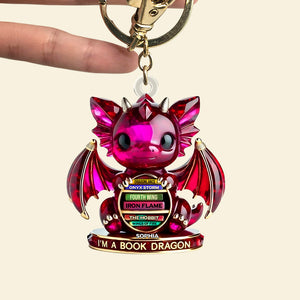 Book Dragon Keychain - Personalized Gifts For Book Lovers 04tgtn050625 - Keychains - GoDuckee