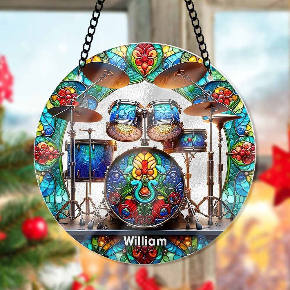 Personalized Gifts For Drummer Christmas Suncatcher Ornament 48ACQN240824 - Ornament - GoDuckee