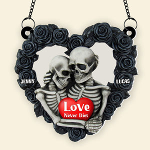 Personalized Gifts For Skeleton Couple Suncatcher Ornament, Skeleton Couple Hugging 03NATN090824-Homacus