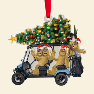 Personalized Gifts For Golf Friends Christmas Ornament, Bigfoot Riding Golf Cart 031qhtn240924 - Ornament - GoDuckee