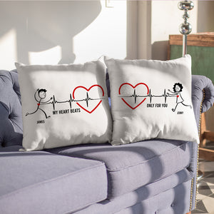 Romantic Couple, My Heart Beats Only For You, Personalized Couple Square Pillow, Gifts For Couple - Pillow - GoDuckee