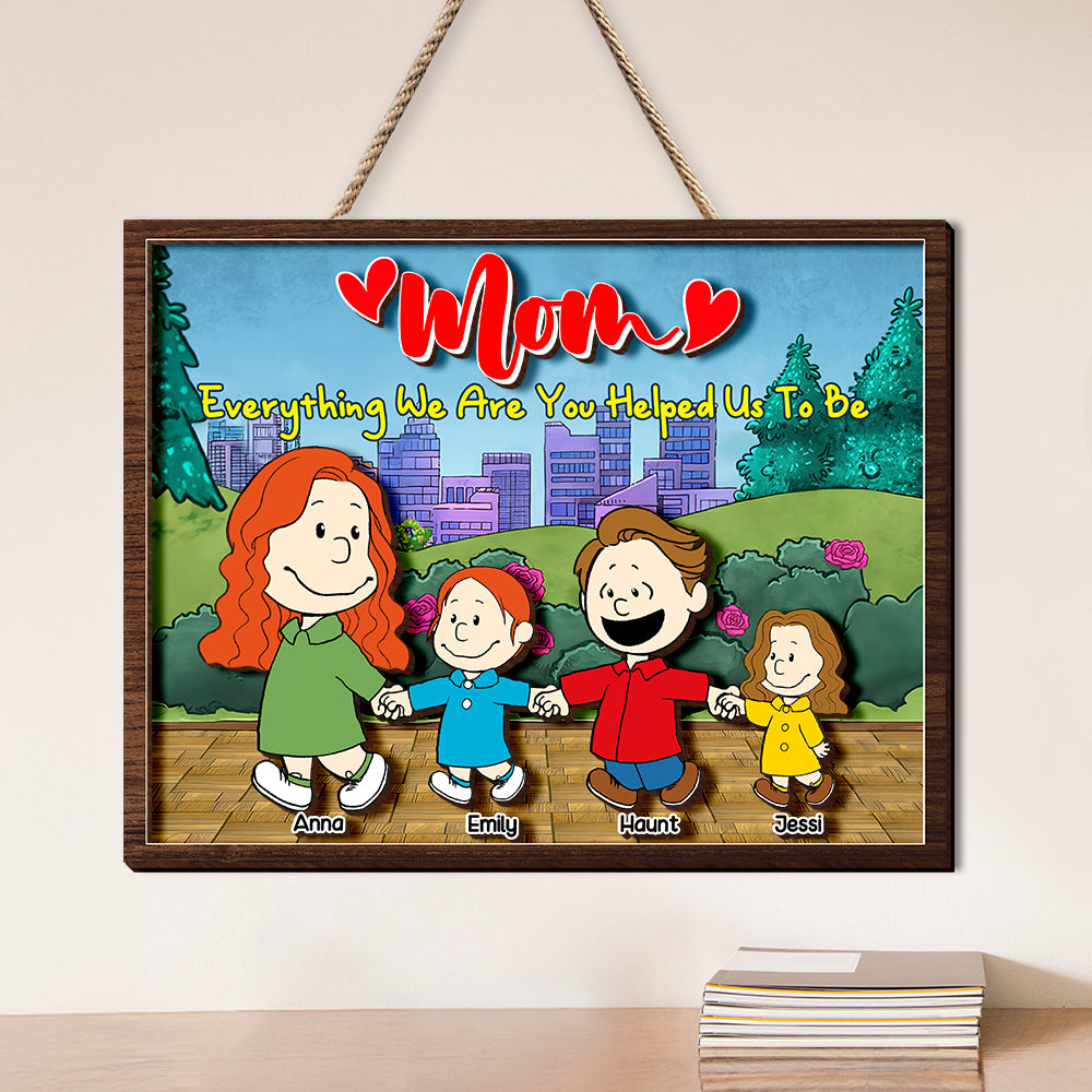 Personalized Gifts For Moms Wood Sign Mom & Kids Holding Hands 03TOLU220125DA - Wood Sign - GoDuckee