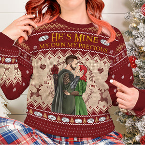 Personalized Gifts For Couple Ugly Sweater, He's Mine, The Rings 04TGQN141024TM - Ugly Christmas Sweater - GoDuckee