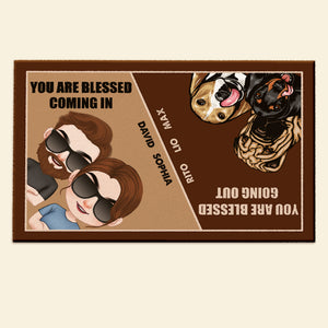 You Are Blessed Coming In, Personalized Doormat, Gift For Dog Couple - Doormat - GoDuckee