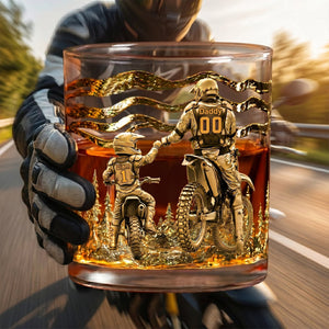 Dad Dirt Bike Round Glass - Personalized Gifts For Dad 05tglu140526 - Glass - GoDuckee