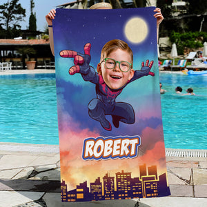 Custom Kid's Face Image, Personalized Beach Towel, Gift For Kid 02naqn130623 - Beach Towel - GoDuckee