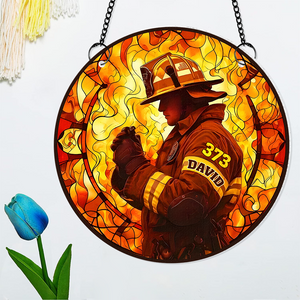 Personalized Gifts For Firefighter Suncatcher Ornament 103acpu290824 - Ornament - GoDuckee