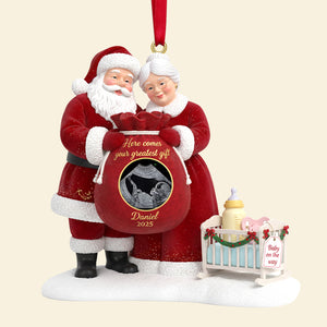 Santa Claus Custom Photo Gifts For Pregnancy Christmas Ornament 05kitn161025 - Ornament - GoDuckee