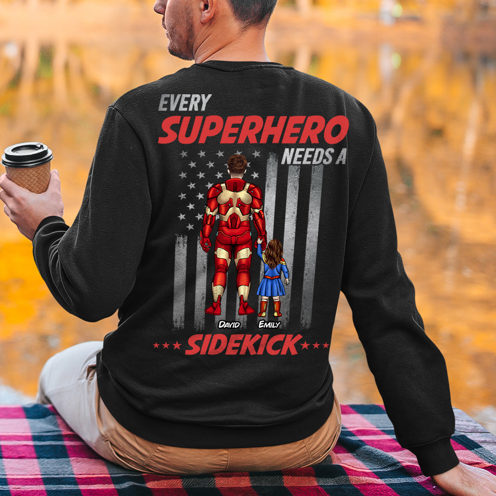 Every Super Dad Needs A Sidekick Personalized Shirt - Gift For American Dad - Shirts - GoDuckee