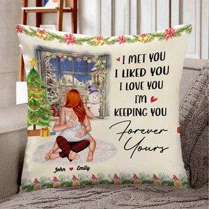 Forever Yours, Couple Gift, Personalized Square Pillow, Funny Coupe Pillow, Christmas Gift 04ACHN110923HH - Pillow - GoDuckee