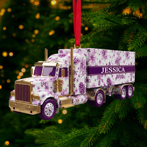 Elegant Semi Truck Ornament - Personalized Gifts For Truckers 01PGLU021025 - Ornament - GoDuckee