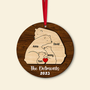 Bear Family Hugging Personalized Wood Ornament, Christmas Gift For Family - PW-2LWORM-02QHTN071123 - Ornament - GoDuckee