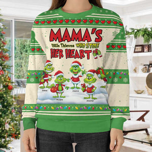 Personalized Gifts For Mom Ugly Sweater Mama's Little Thieves Who Stole Her Heart 04ACQN230924 - Ugly Christmas Sweater - GoDuckee