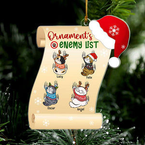 Personalized Naughty Cat Ornament, Enemy List Christmas Ornament, Gifts For Cat Moms, Cat Dads - Ornament - GoDuckee