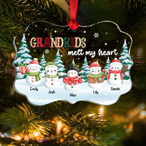 Grandkids Melt My Heart, Gift For Grandparents, Personalized Acrylic Ornament, Snowman Kids Ornament, Christmas Gift - Ornament - GoDuckee