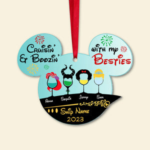 Gift For Cruising Friends, Cruisin' & Boozin' With My Besties Personalized Ornament 04QHTN031123 - Ornament - GoDuckee