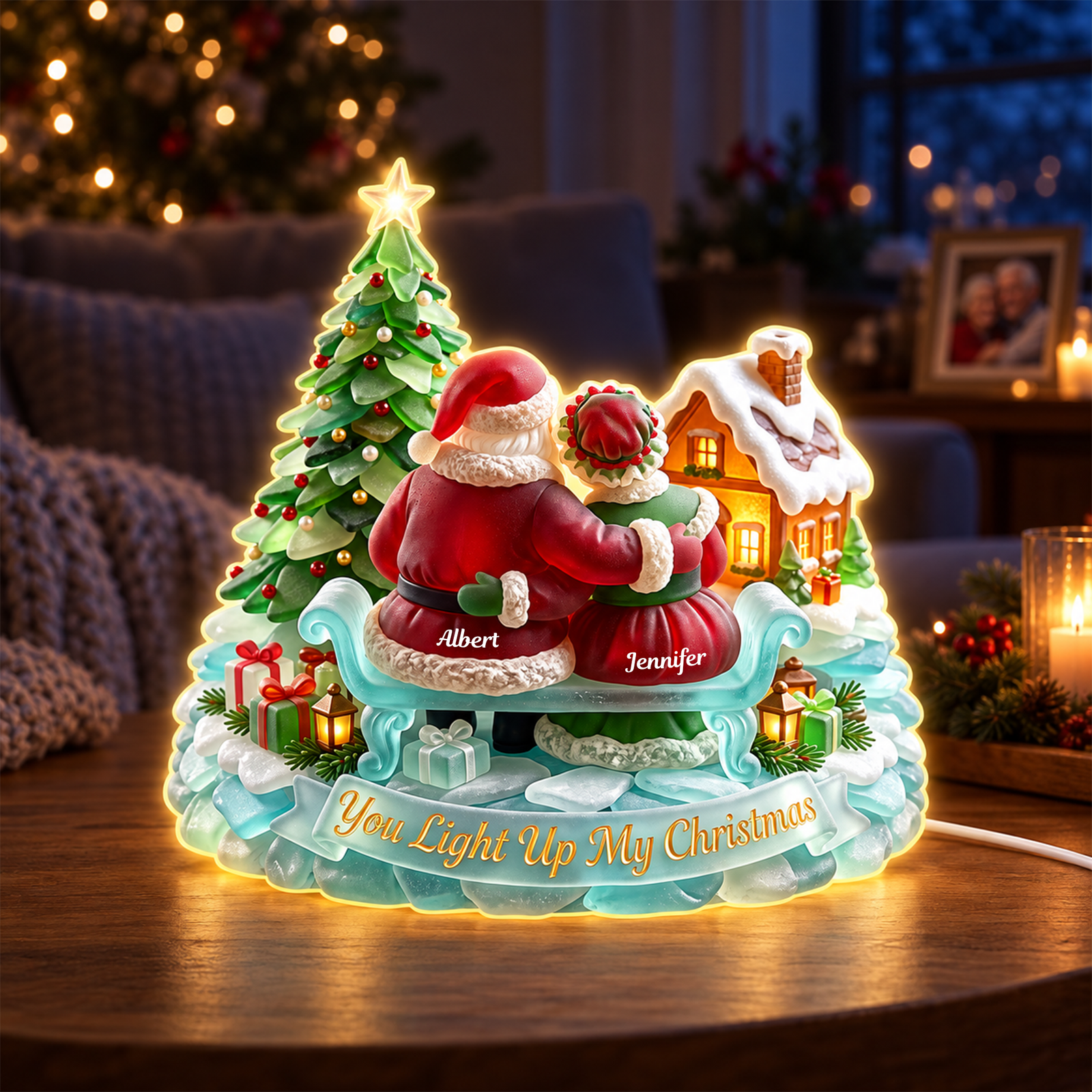 You Light Up My Christmas Acrylic Light Box - Personalized Gifts For Couple 08pgqn201026 - Light Box - GoDuckee