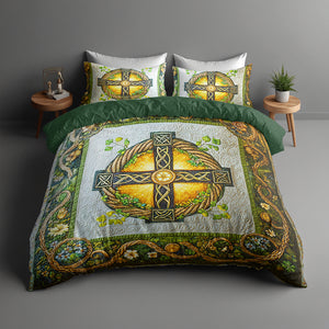 Gifts For Christian Quilt Bedding Set Special Line - St. Patrick's Edition, Celtic Cross 01tgqn180125 - Blanket - GoDuckee