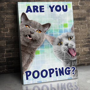 Custom Photo Gifts For Cat Lovers Canvas Print 02hupu050824 Funny Cats Bathroom Art - Poster & Canvas - GoDuckee