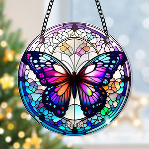 Personalized Vibrant Butterfly Suncatcher Ornament 64ACQN290824 - Ornament - GoDuckee