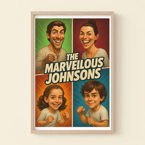 Custom Caricature Photo Personalized Gifts For Family 05natn210825 - Poster & Canvas - GoDuckee
