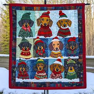 Dachshund Dog Christmas Quilt Bed Set Gifts For Dog Lovers 05HUDT041124 - Blanket - GoDuckee