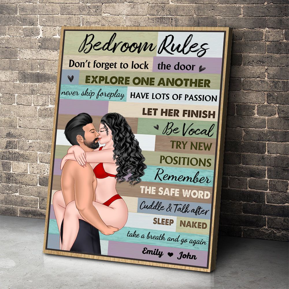 Bedroom Rules, Couple Gift, Personalized Poster, Naughty Couple Canvas Print - Poster & Canvas - GoDuckee