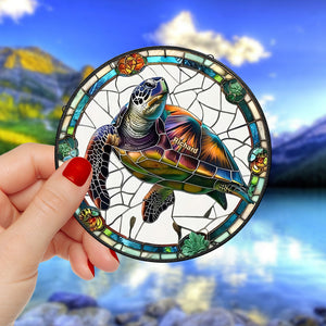 Personalized Sea Turtle Stained Glass Ornament 15acqn240824 - Ornament - GoDuckee