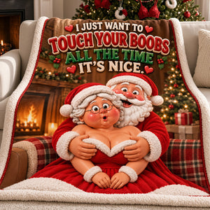 Santa Old Couple Touch Your Boobs Blanket - Personalized Gifts For Couple 01nata121026 - Blanket - GoDuckee
