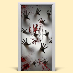 Halloween Door Cover Scary Bloody Handprint 05ACDT090924 - Door Covers - GoDuckee