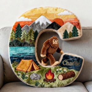 Sasquatch Camping Alphabet Initial Letter Pillow, Personalized Gifts For Camping Lovers & Bigfoot Seekers 02qhqn111225 - Pillow - GoDuckee