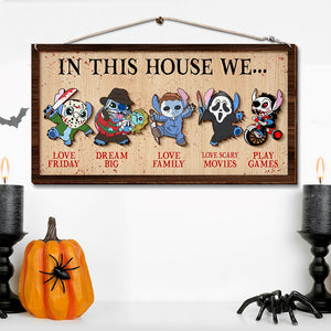 Personalized Gifts For Movie Fan Wood Sign Halloween In This House 07xqqn070824 - Wood Sign - GoDuckee