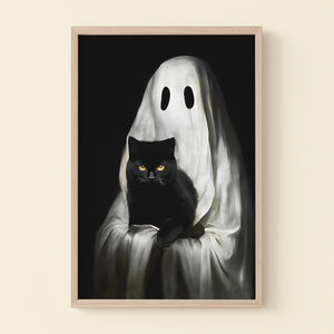 Black Cat And Ghost Canvas Print 04acxx200824 Halloween Gifts - Poster & Canvas - GoDuckee