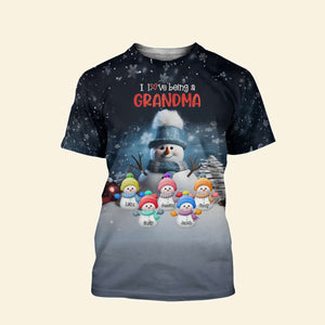 Personalized Gifts For Grandma Shirt, Christmas Cute Snowman 03NAPU310724 - AOP Products - GoDuckee