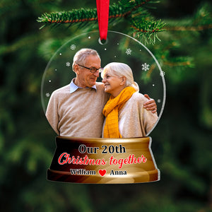 Our First Christmas Together, Personalized Custom Photo Ornament, Christmas Gift For Couple - Ornament - GoDuckee