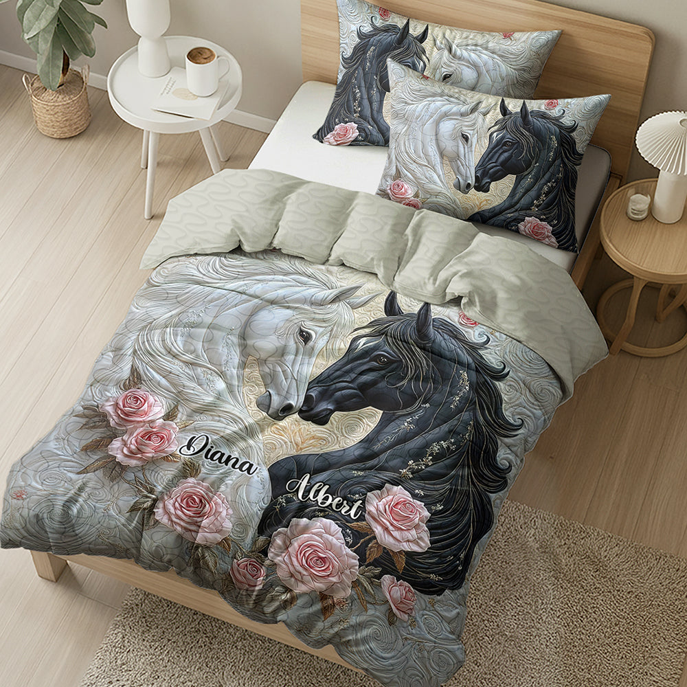 Personalized Gifts For Horse Couple Quilt Bedding Set Special Line 022kaqn170125 - Blanket - GoDuckee