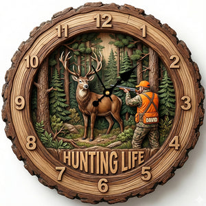 Personalized Gifts For Hunters Acrylic Hanging Wall Clock 03HUTN231225 - Hanging Wall Clock - GoDuckee
