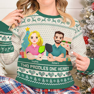 Personalized Christmas Gifts For Couple Love Pickleball Ugly Sweater 03XQQN221024PA - Ugly Christmas Sweater - GoDuckee